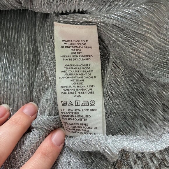 Anthropologie Silver Textured Cap Sleeve Flowy Maxi Dress - Picture 9 of 11